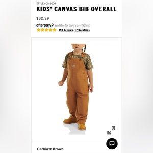 Carhartt Brown Canvas Boys Overalls